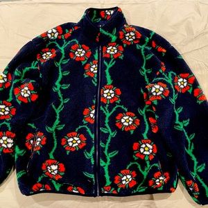 Men’s Rose Print Fleece Zip-Up Jacket - Large - Brand New (never worn)